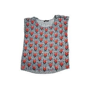 Anthropologie THML Women’s Blue, Orange & White Aztec Design Rayon Blouse, Sz M